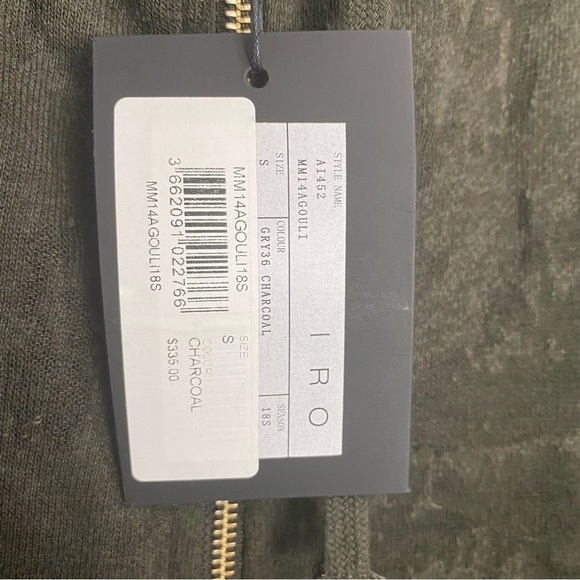 Iro Agouli Zip Up‎ Hoodie Sweater Sz S Charcoal Dark Green Distressed Trashed - Picture 2 of 8